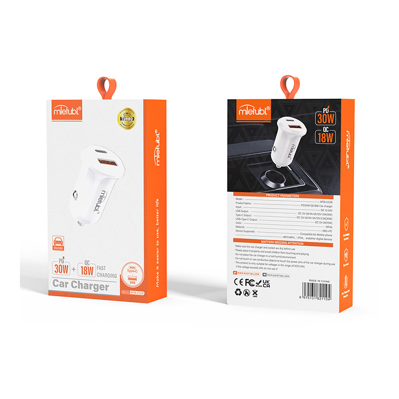 شارژر فندکی میتوبل 2پورت 30w مدل MTB-CC08
