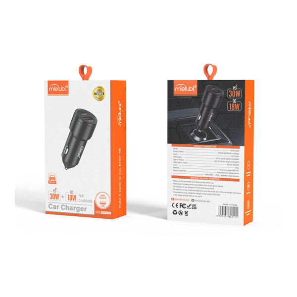 شارژر فندکی دو پورت PD30W+18W میتوبل مدل MTB-CC09